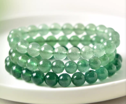 3A Green Strawberry Quartz Beaded Bracelets -light green and dark green