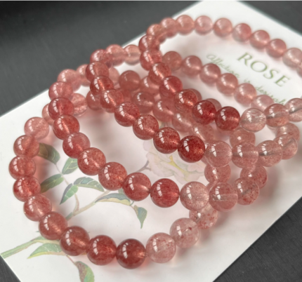 Gradient strawberry quartz Beaded Bracelets