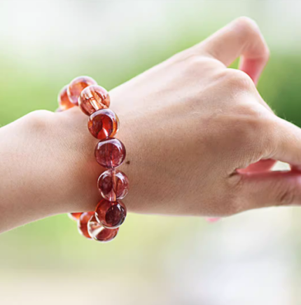 3A+Hematoid Quartz Beaded Bracelets:black red and dark orange (复制)